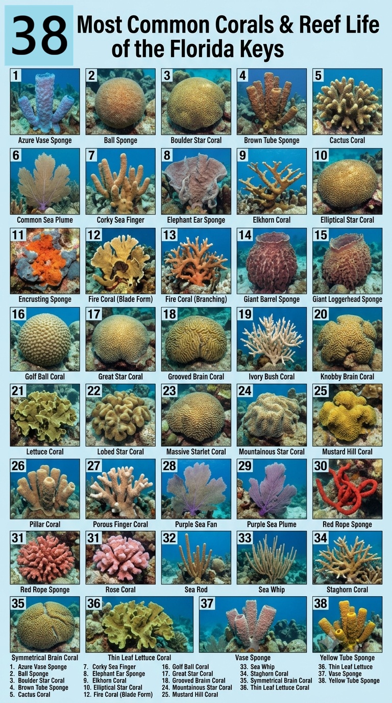 Coral Varieties seen while snorkeling or diving in the Florida Keys