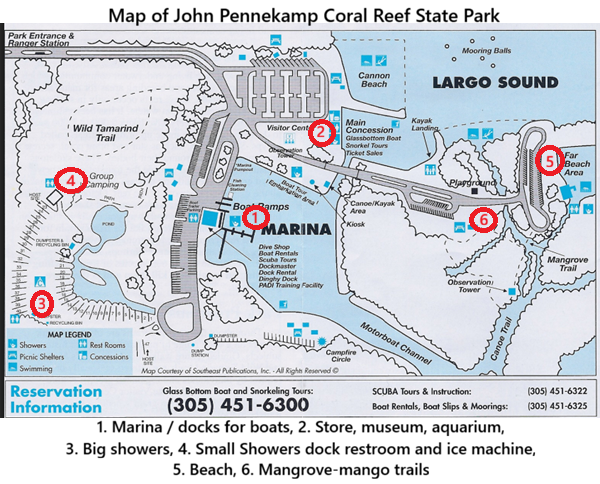 Map of John Pennekamp Coral Reef State Park