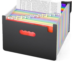 accordian-style inexpensive file folder with a handle