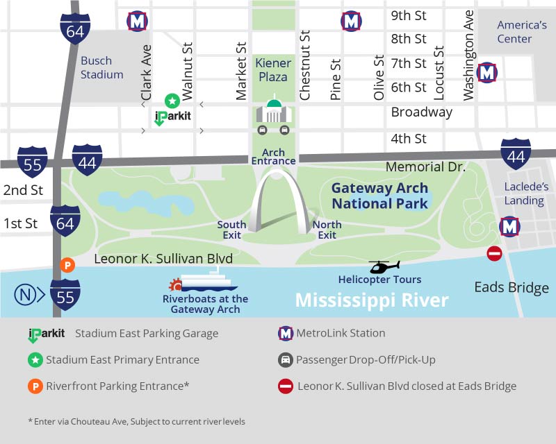 St. Louis Arch parking map