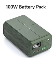 100W battery pack backup (which is TSA air travel compliant)