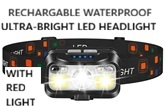 Headlamp - 1200 Lumen Super Bright, Rechargeable