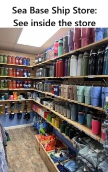Sea Base Ship Store Water Bottles, with Sea Base logos